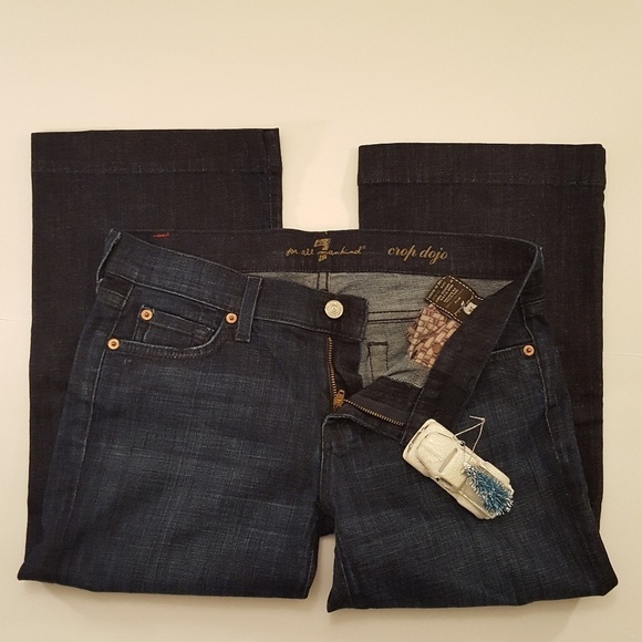 7 For All Mankind Crop Dojo Denim Capris - Sz 28 - Picture 2 of 8